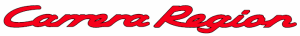 Carrera Region in Porsche font (red on white background)
